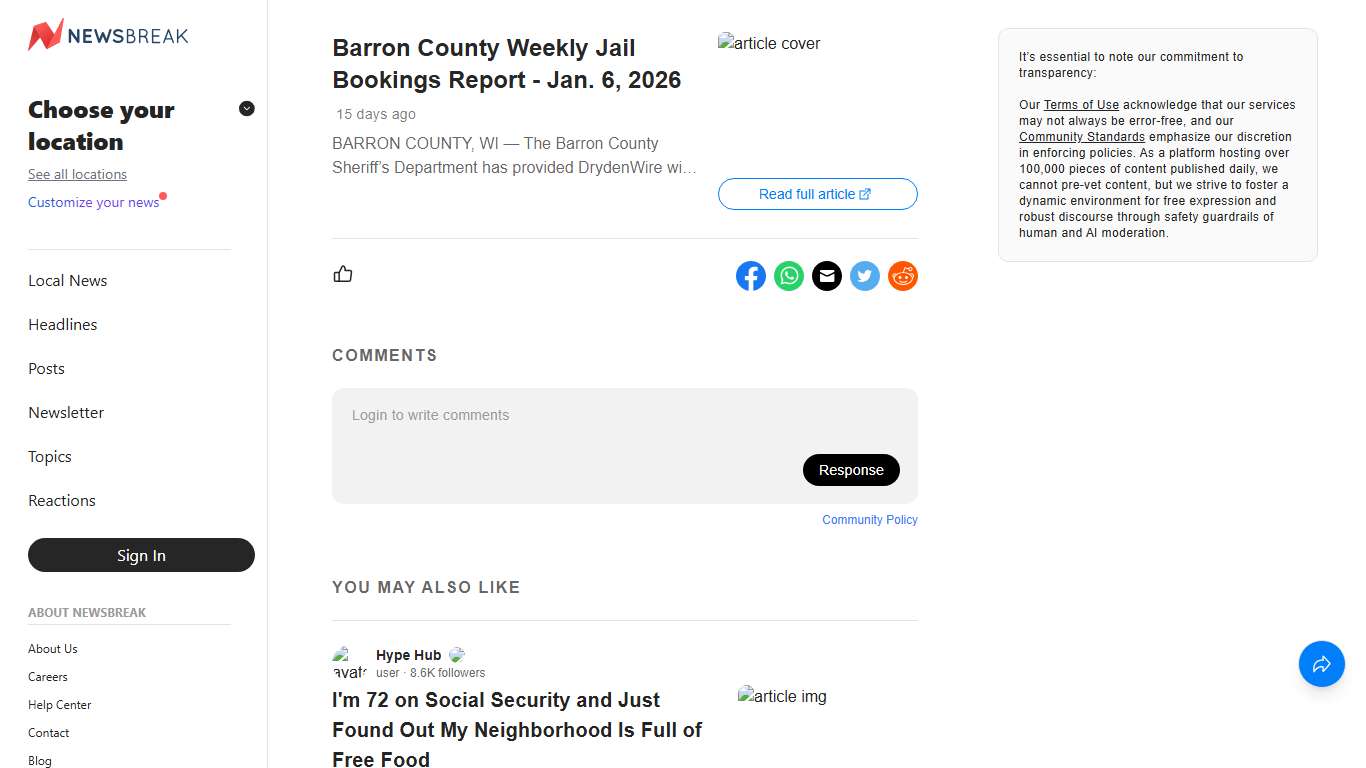 Barron County Weekly Jail Bookings Report - Jan. 6, 2026 - NewsBreak